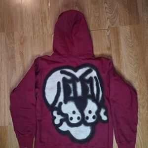 Supreme Red Zip Up Sweater with Graphic